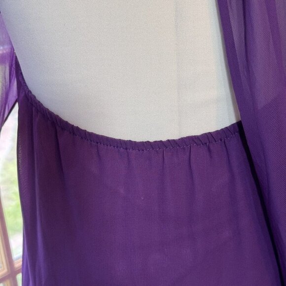 GB Whimsigoth Prom Party Dress Juniors Large Purple Chiffon Flowy Fairy - Picture 5 of 15